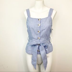 Lost + Wander Oasis Button Front Tie Blue Stripe